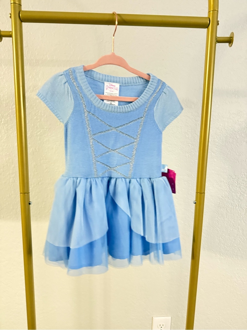 Disney Princess Girls Dress Blue Silver Tulle Size 18M NWT